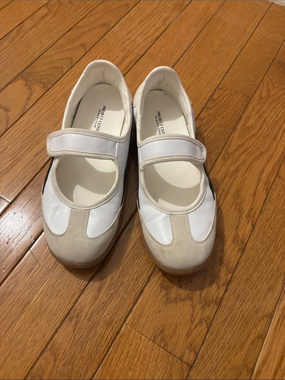 Women’s White Mary Jane Loafers with Black Accent